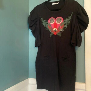 See by Chloe 100% cotton black tshirt dress- size 6 - puff sleeve - short